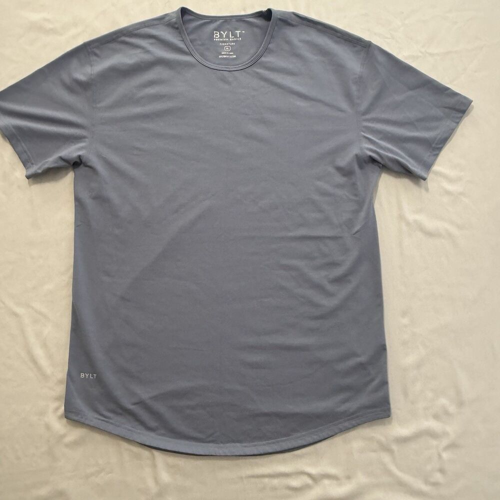 BYLT Premium Basics T-Shirt Mens XL Blue Signature Drop Hem Short Sleeve Tee